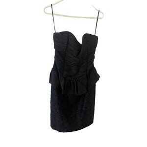 Vintage Chenelli Paris Women's Black Ruched Cocktail Dress Strapless - Large